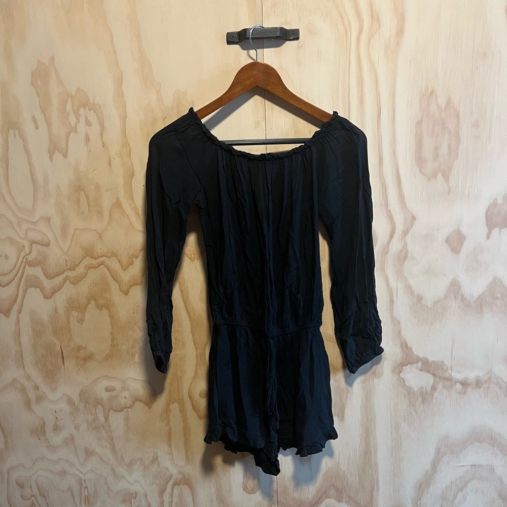 John Galt PAC Sun Brandy Melville Off the Shoulder Romper O/S Black